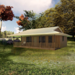 Au/Nzs/USA Standard Deepblue Light Steel Frame Prefabricated Wooden Bungalow House