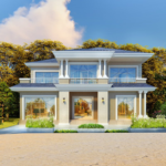 Au/Nzs/USA Standard Deepblue Prefabricated Houses High Quality Light Steel Frame Villa