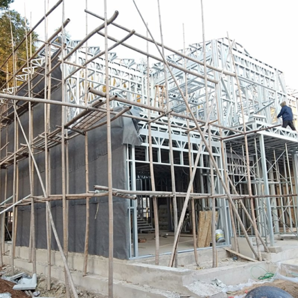 Au/Nzs/USA Standard Prefab High Quality Light Steel Frame Villa Deepblue
