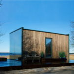 Au/Nzs/USA Standard Prefabricatedlight Steel Frame Home Modern Mirror Cabin Deepblue Smarthouse