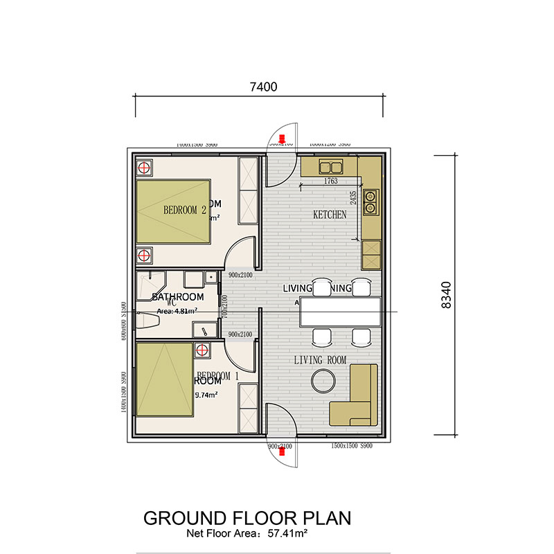 Au Standard Light Gauge Steel Frame Prefabricated House Kits Granny Flat/Adu
