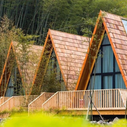 European Standard Light Steel Prefab a Frame Triangle Holiday Cabin Prefabricated House