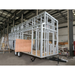 House Light Steel Modular Prefabricated House Tiny Home on Wheels with 2 Bedrooms