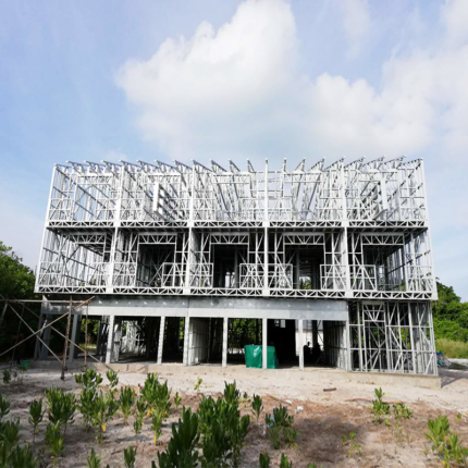 Light Steel Frame Three-Story Townhouse Prefabricated Maldives Hotel Easy to Assemble