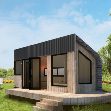 Low Price Cheap Prefabricated Tiny House on Wheels Modular Homes with Big Windows