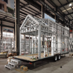 Modern Eco-Friendly Glamping Prefab Trailer House Steel Structure Camping Tiny House on Wheels