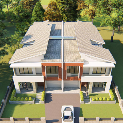 Modern Style Townhouse Prefabricated Houses Au/Nzs/USA Standard Light Steel Frame House