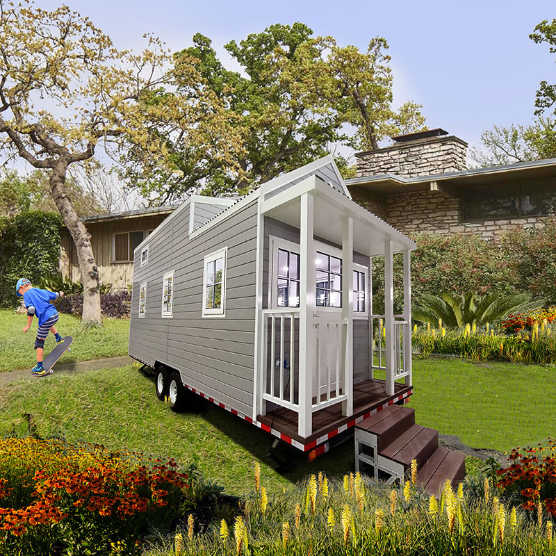 Modular Prefabricated Light Steel Structure Tiny House on Wheels with Trailer for Airbnb