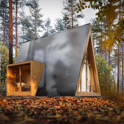 Prefab Metal a Frame Hosue with Light Steel Frame Custom Tiny Home