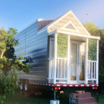 Prefab Tiny House Wooden Look Tiny House on Wheels Container with Bathroom