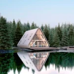 Prefab Wooded Bungalow a Frame Cabin Triangle Glass House Living for Travel