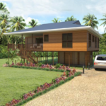Prefabricated House Wooden Design Cyclone Resisted Bungalow with Light Steel Frame