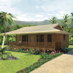 Prefabricated House Wooden Design Cyclone Resisted Bungalow with Light Steel Frame