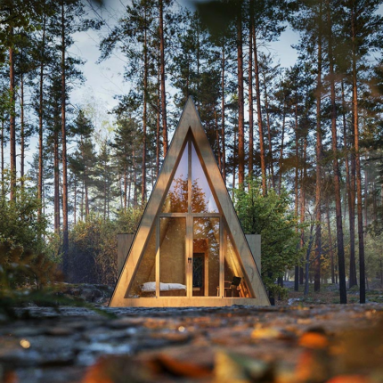 Us Standard Prefabricated Houses Light Gauge Prefab Hotel a Frame Triangle House for Airbnb